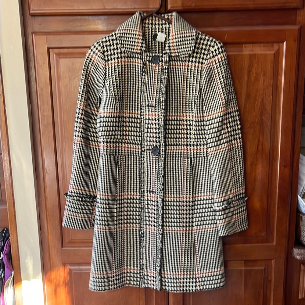 JCREW Wool Cabernet Houndstooth Coat